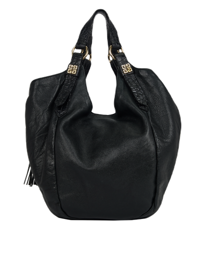 Hobo Shoulder Bag, &pound;350, Handbags, Black, Leather, Front view